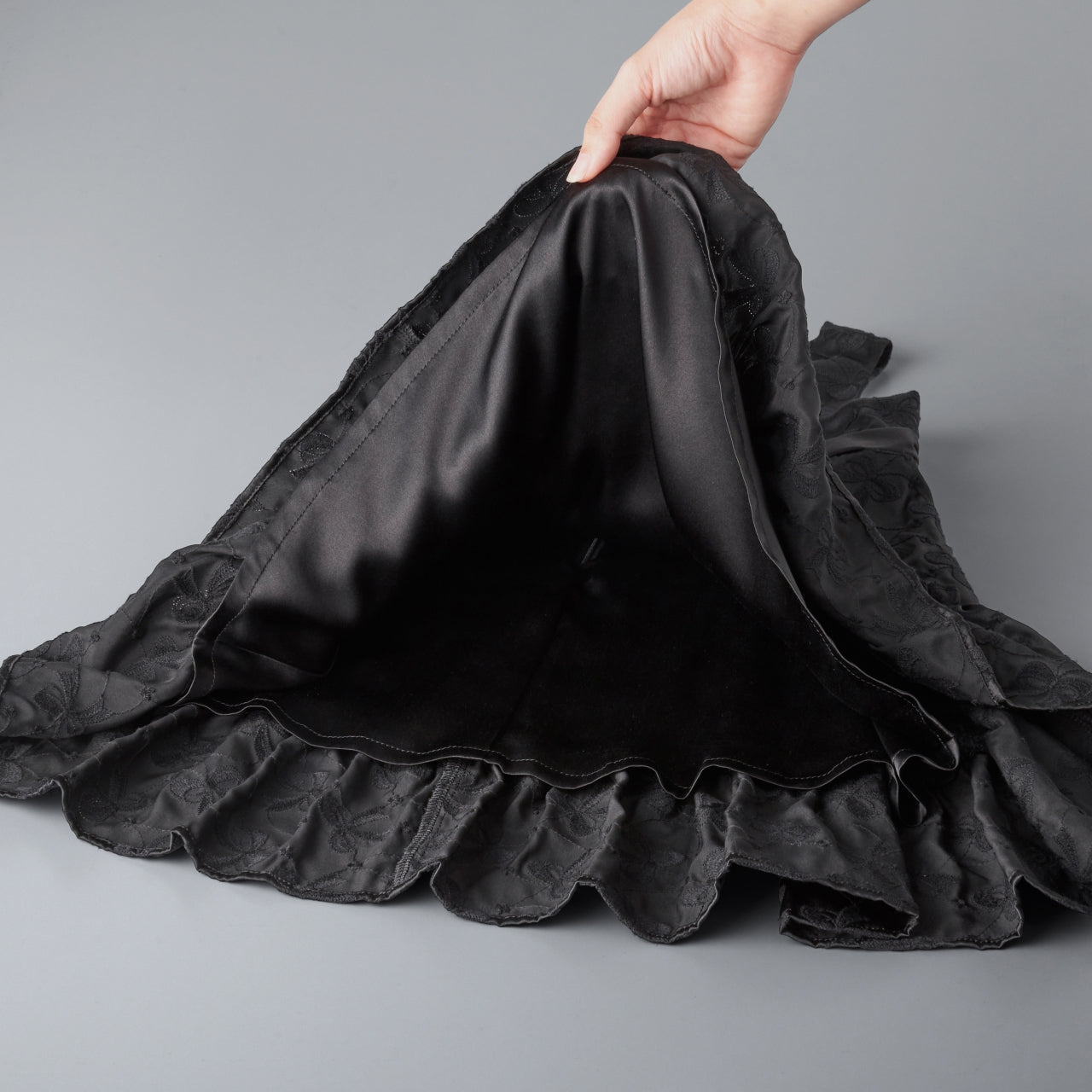 Black Silk Lace Formal Dress