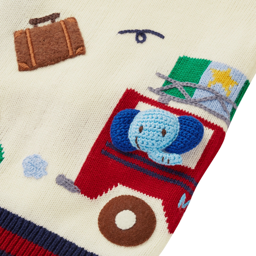 Cotton Knit Cardigan with Pucchi and Friends