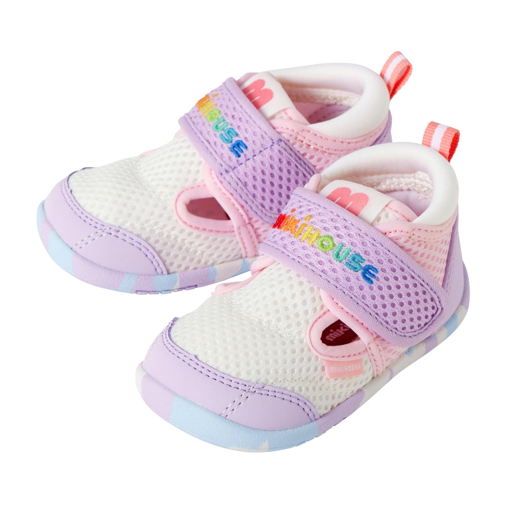 Double Raschel Mesh First Walker Shoes - Neon Marble