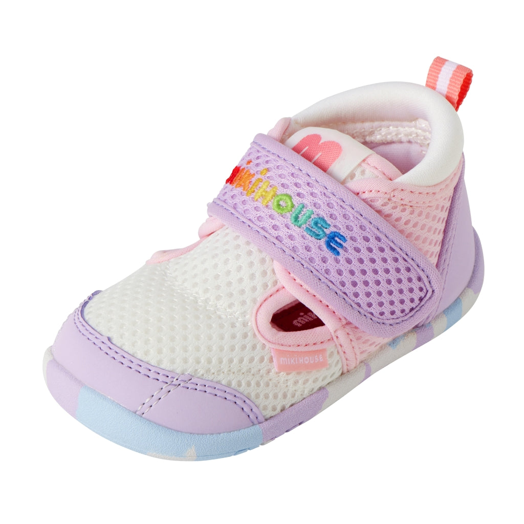 Double Raschel Mesh First Walker Shoes - Neon Marble