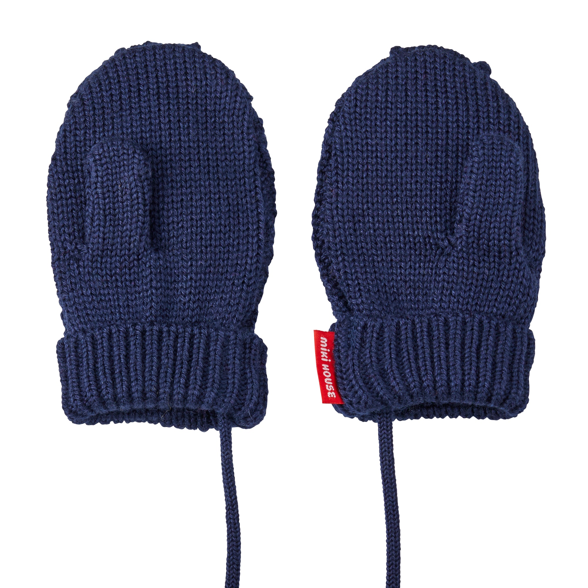 MIKI HOUSE Bear Cable Knit Mittens