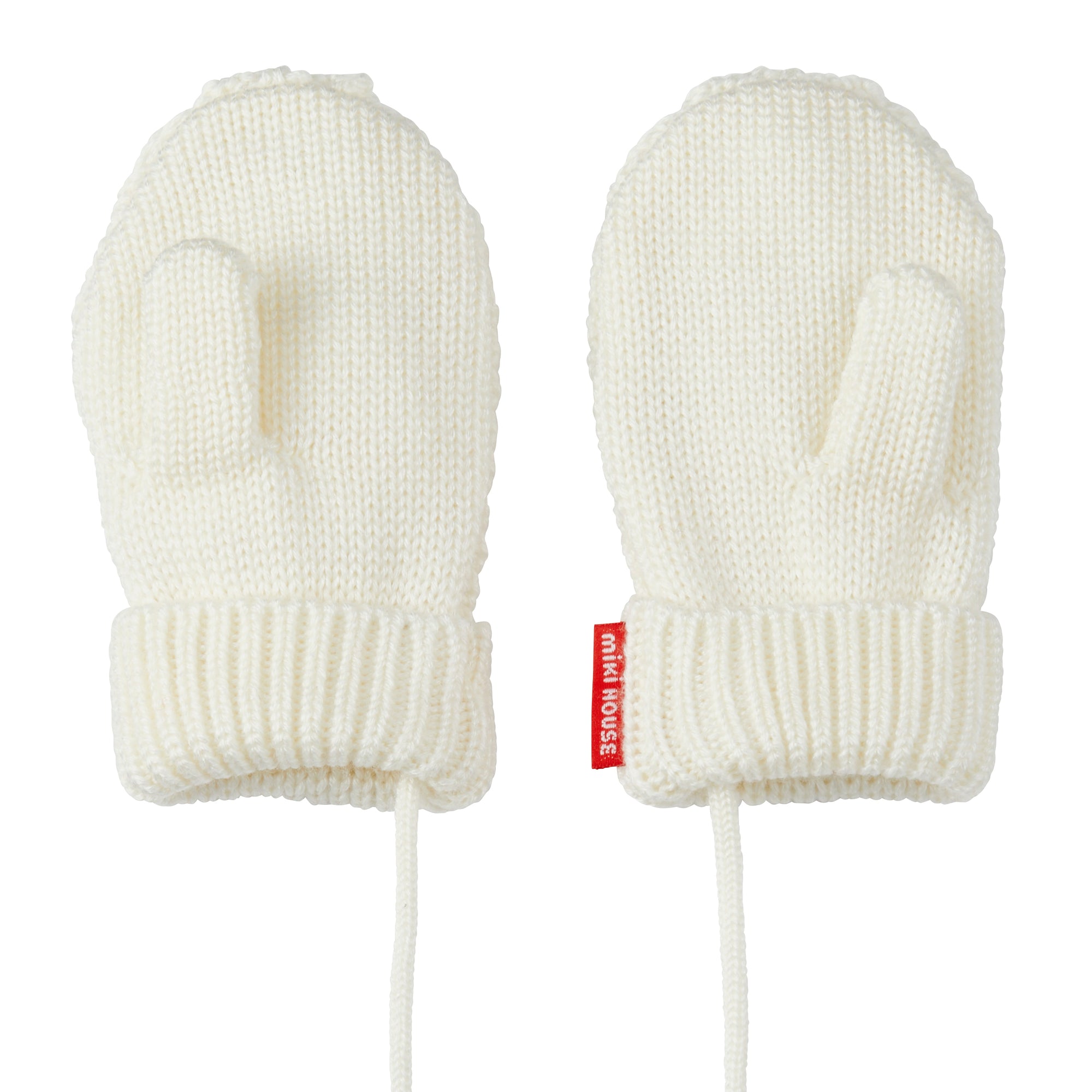 MIKI HOUSE Bear Cable Knit Mittens