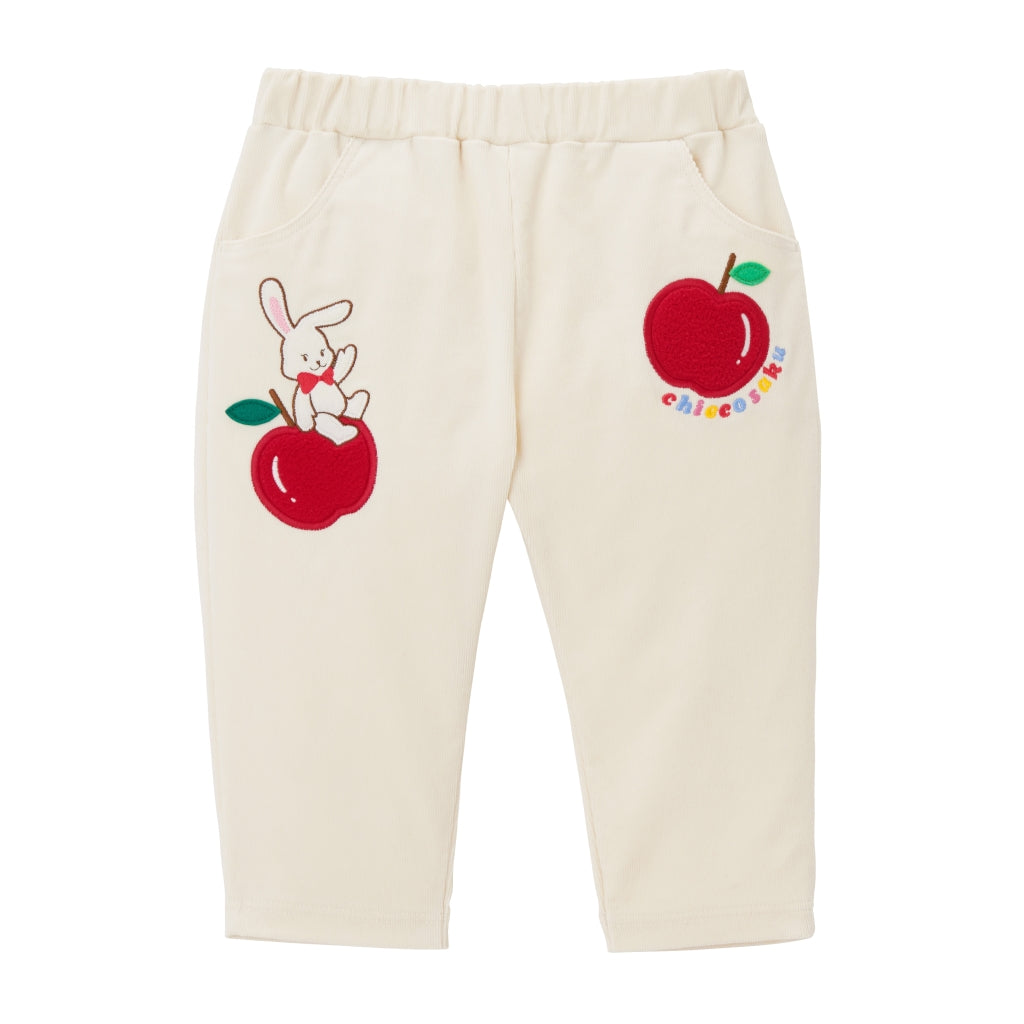 Cosy Retro Corduroy Trousers with Apple Appliques