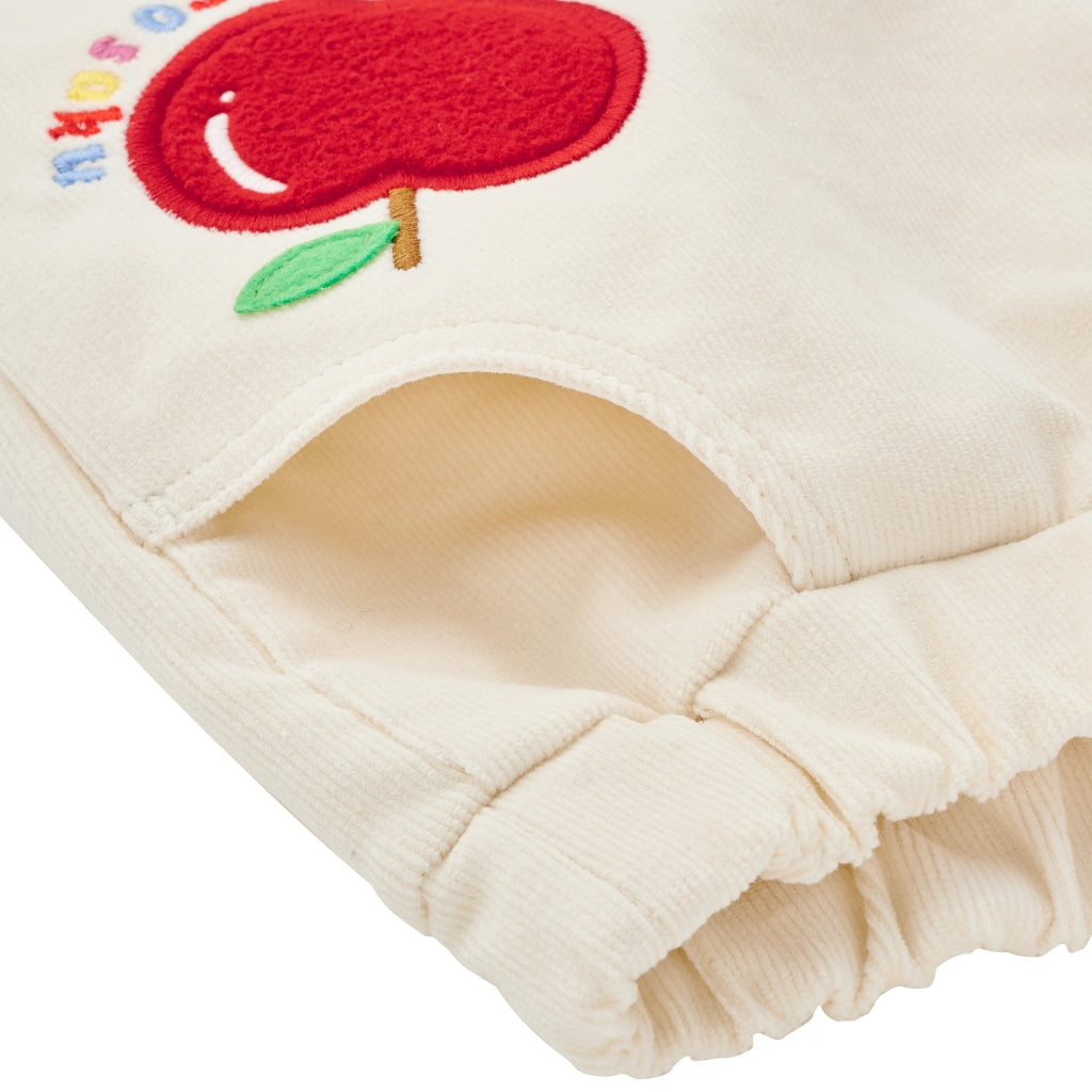 Cosy Retro Corduroy Trousers with Apple Appliques