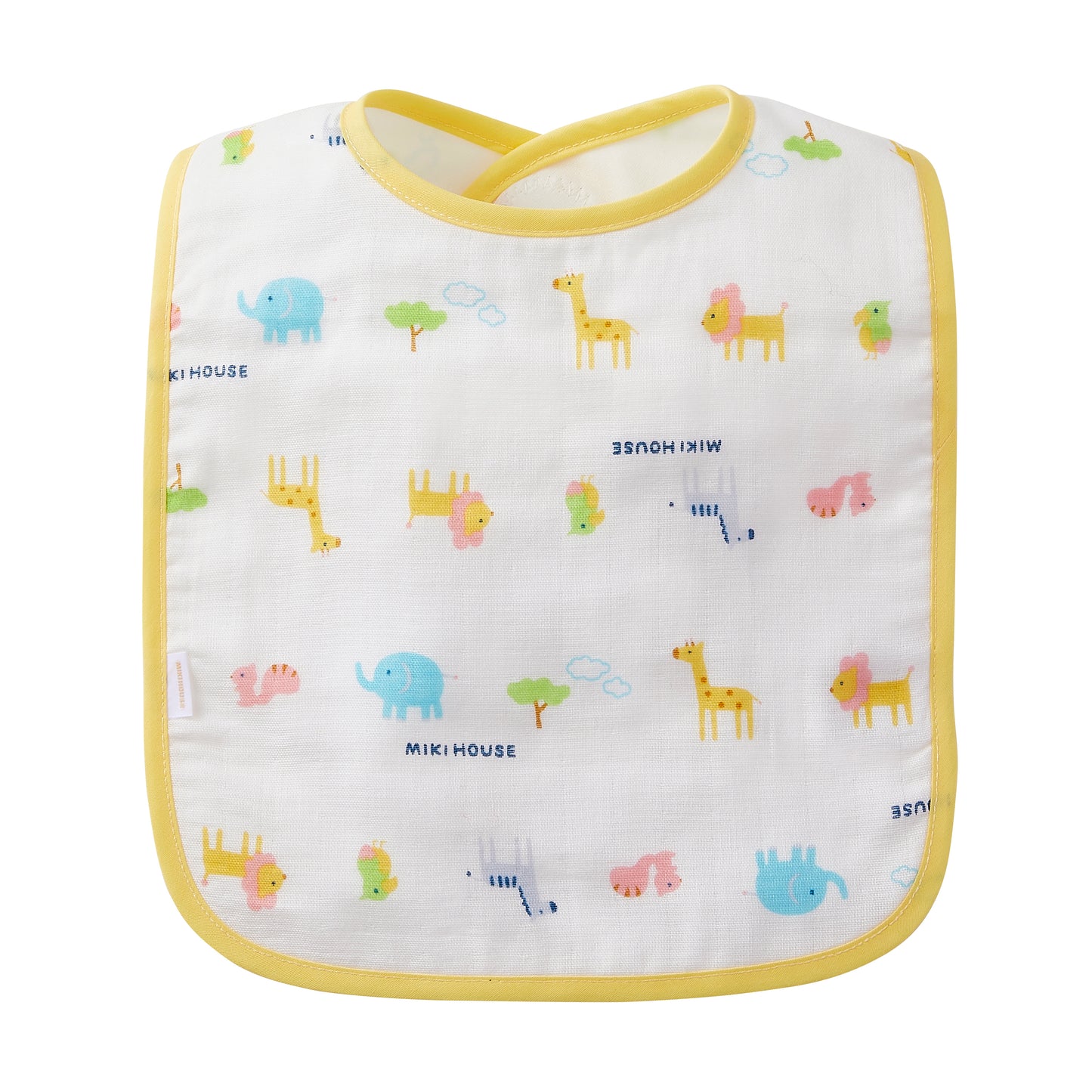 Double Weave Gauze Bib with Lining - Friendly animal motif