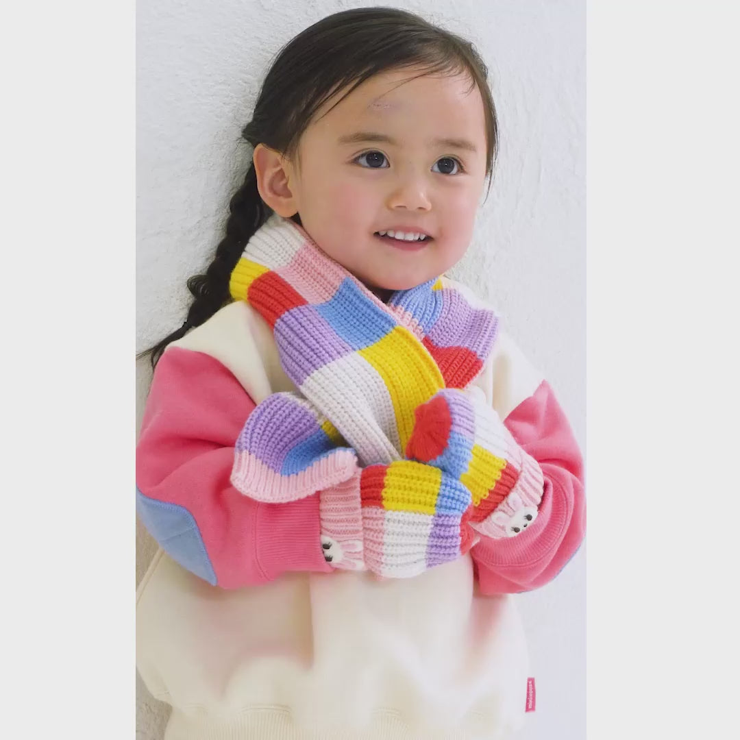 Usako Colour-Block Knit Mittens