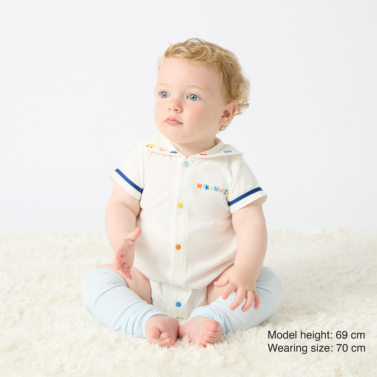 Sailor-Collar Short-Sleeved Baby Bodysuit