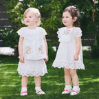 Chieco Saku Lucky Clover Eyelet Tiered Skirt
