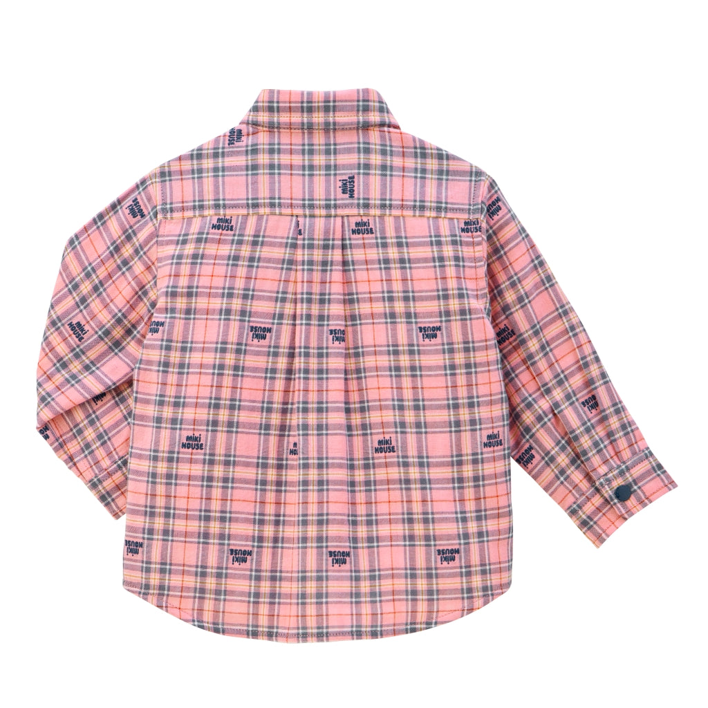 Checkered Long-Sleeve Shirt with Emblem Patch