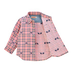 Checkered Long-Sleeve Shirt with Emblem Patch