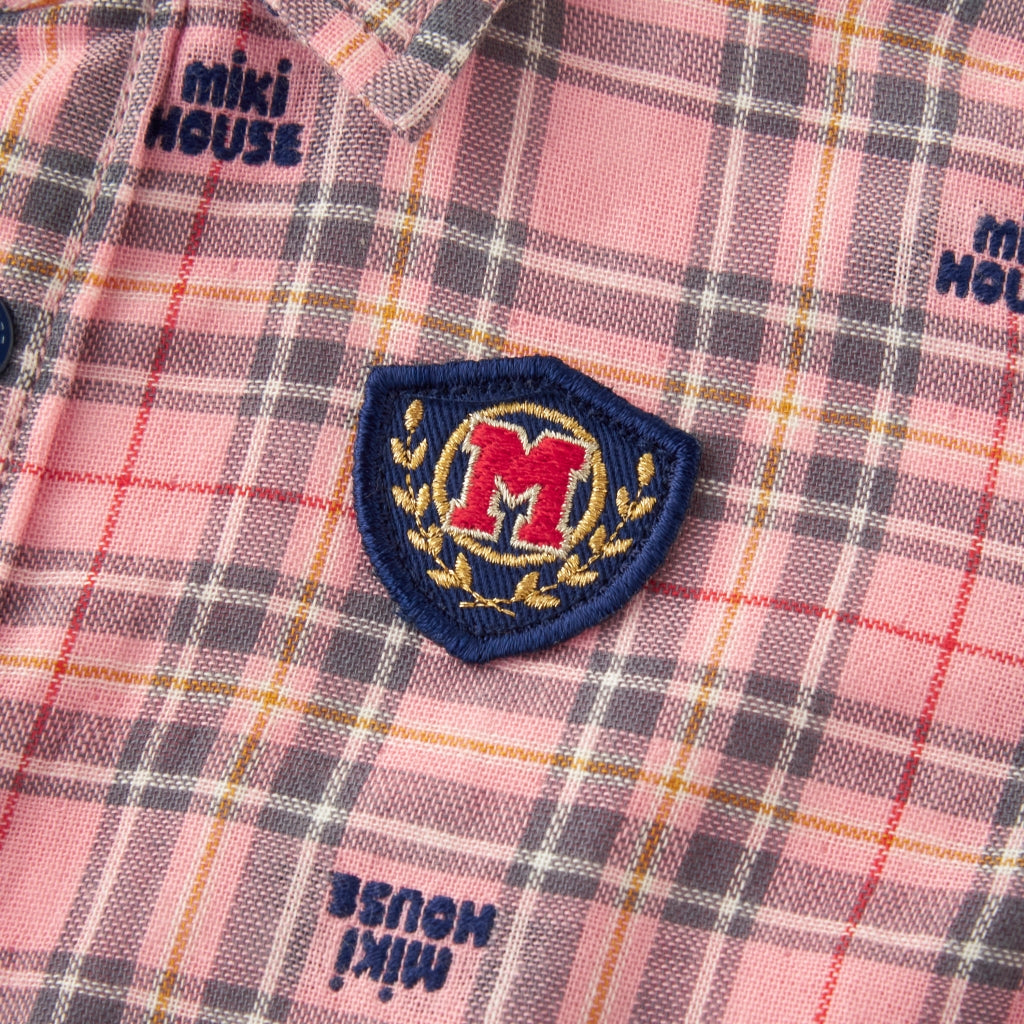 Checkered Long-Sleeve Shirt with Emblem Patch