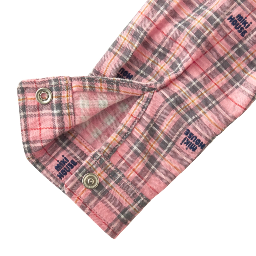 Checkered Long-Sleeve Shirt with Emblem Patch