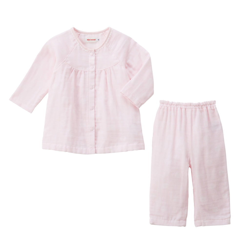 Soft Pink Embroidered Cotton Pyjamas