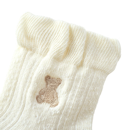 Teddy Bear Emblem Short Crew Socks