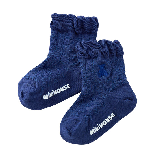 Teddy Bear Emblem Short Crew Socks