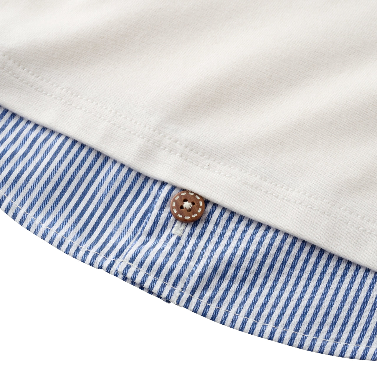 Layered Stripe Hem Long-Sleeve T-Shirt