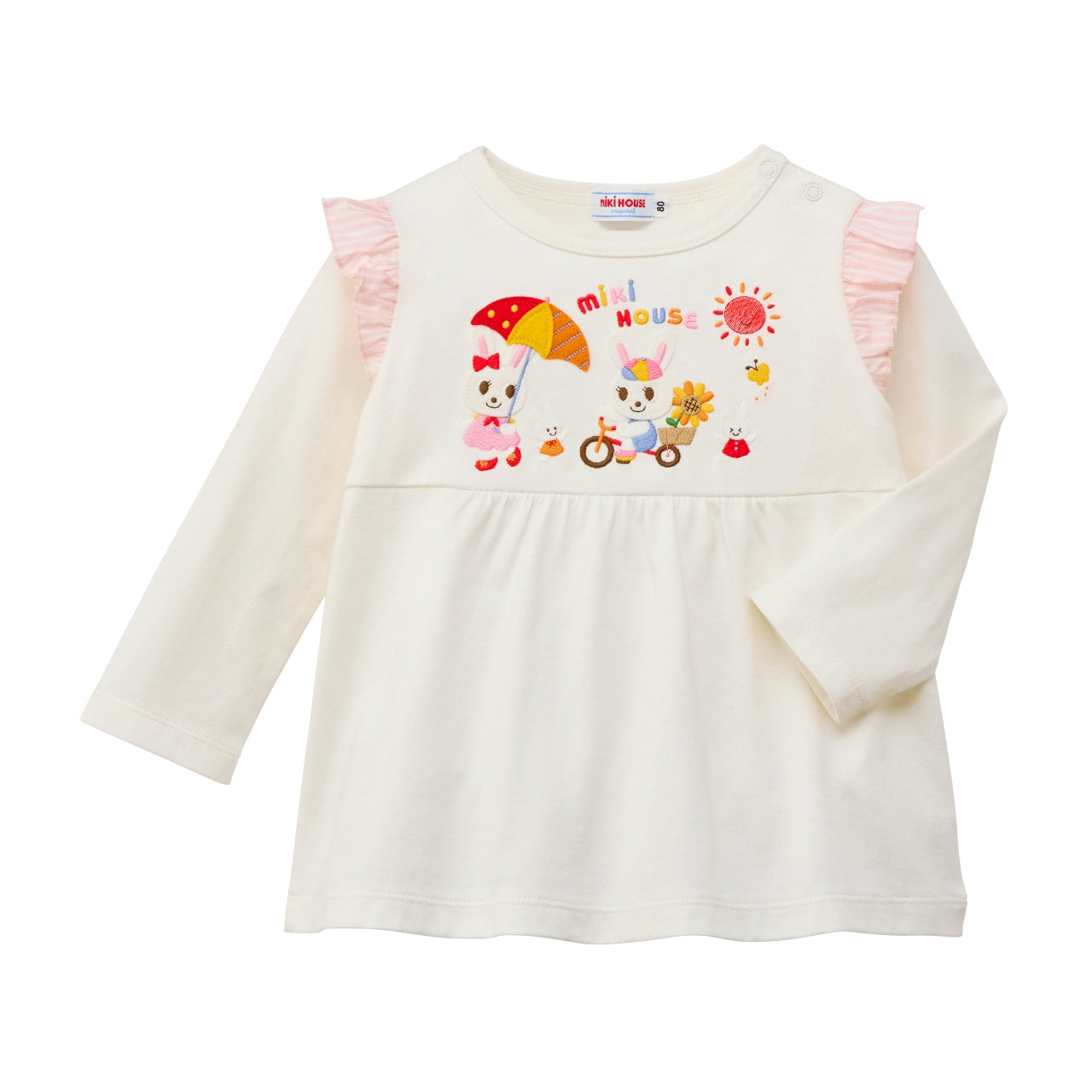 Usako Sunflower Bicycle Long-Sleeve T-shirt with Ruffled Shoulders