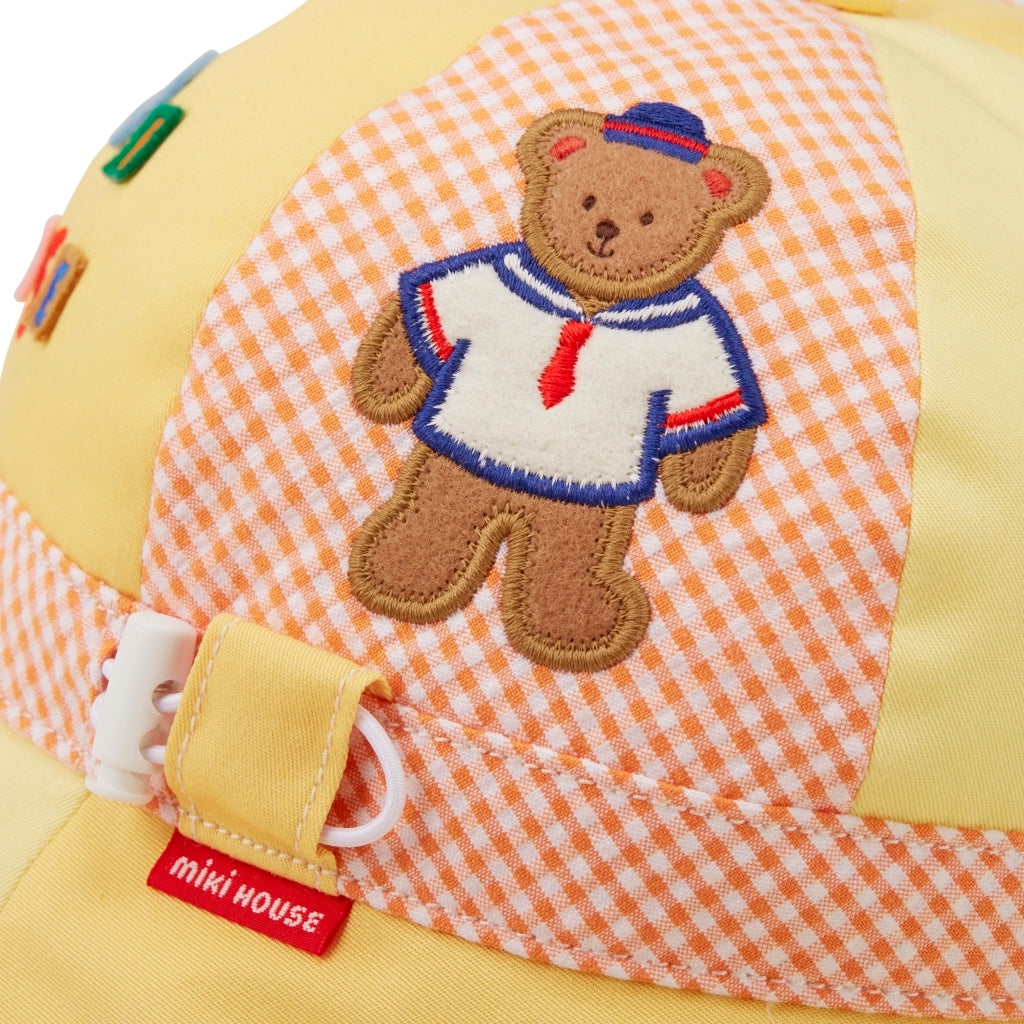 Classic MIKI HOUSE Bear Gingham Patchwork Hat (UV Protection)