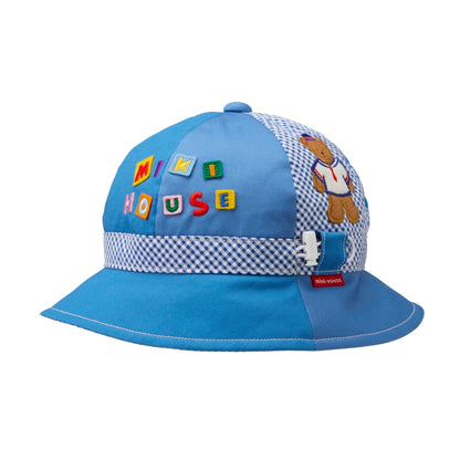 Classic MIKI HOUSE Bear Gingham Patchwork Hat (UV Protection)