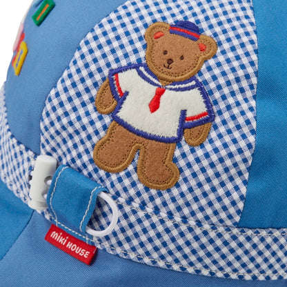 Classic MIKI HOUSE Bear Gingham Patchwork Hat (UV Protection)