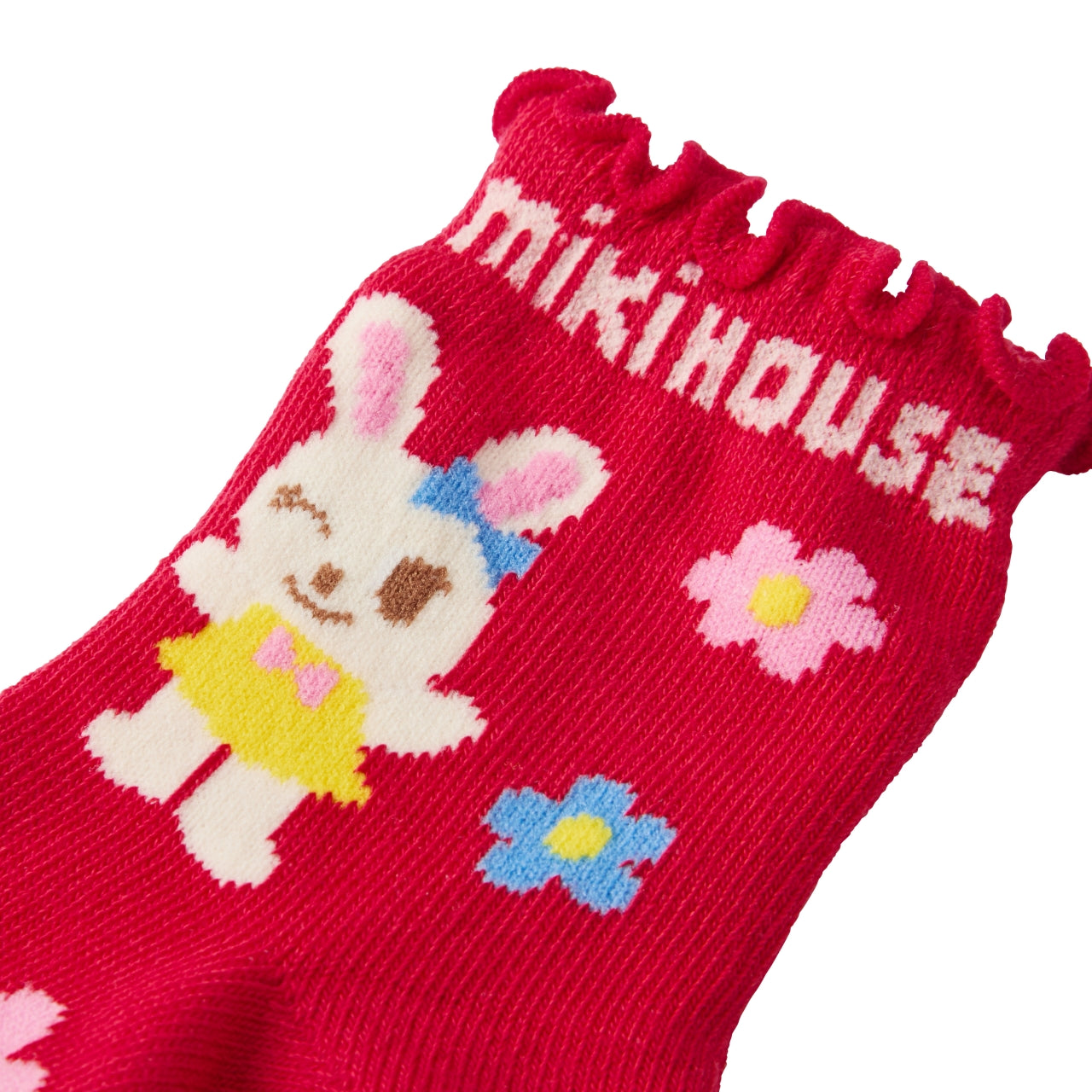 Usako & Floral Asymmetrical Intricate Knit Socks