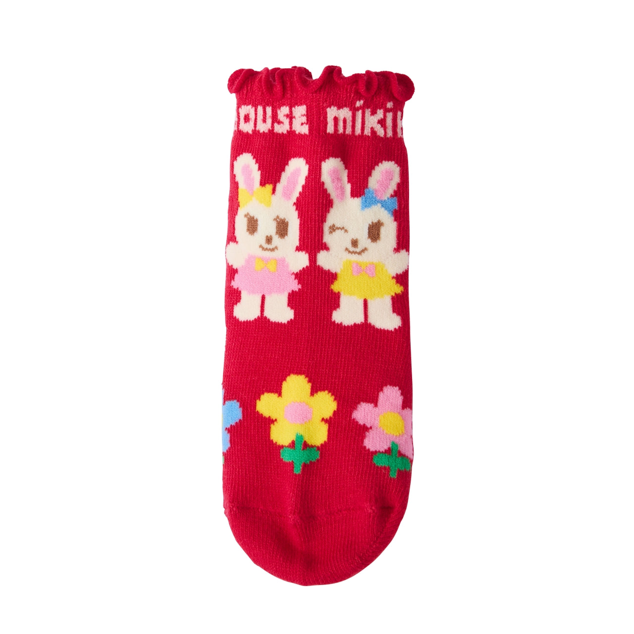 Usako & Floral Asymmetrical Intricate Knit Socks