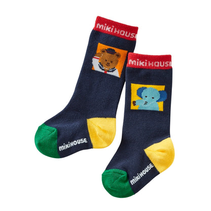 Bear Adventure High Socks  - Navy