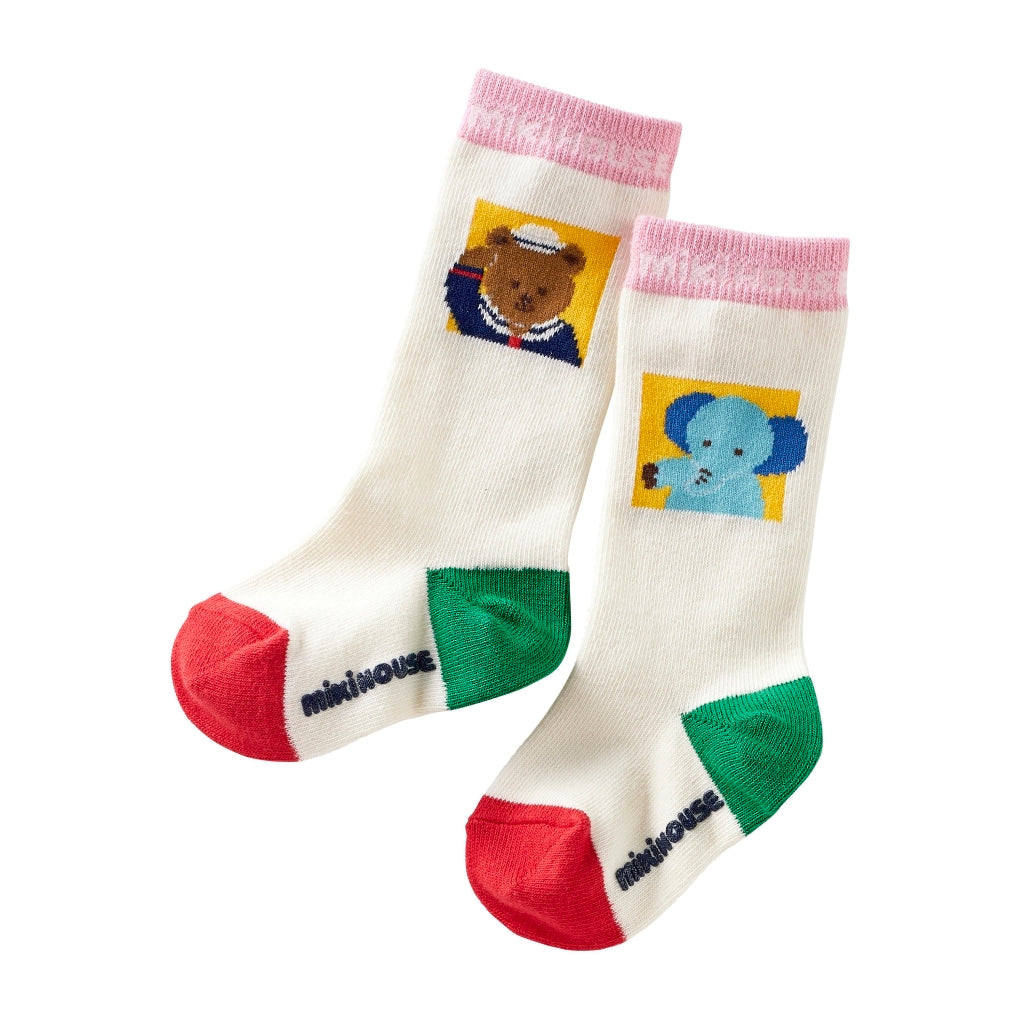 Bear Adventure High Socks - Ivory