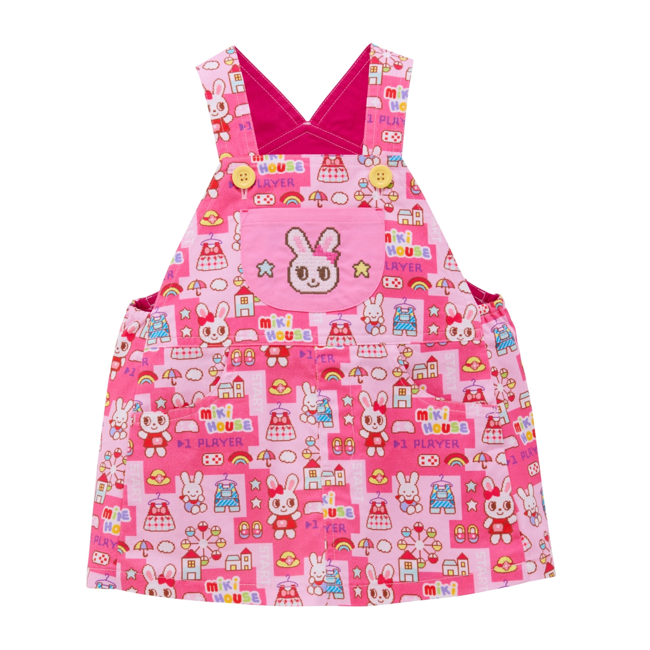 Jumper skirt with retro video game-style print