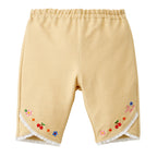 Floral Charm Stretch Shorts with Lace Trim