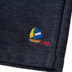 Yacht Embroidered Stretch Denim Cropped Trousers
