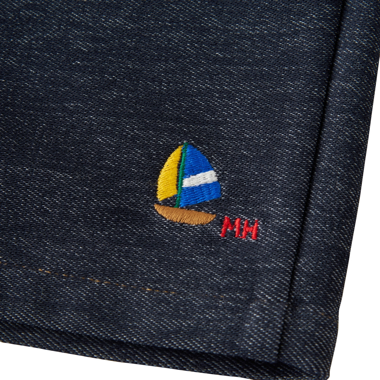Yacht Embroidered Stretch Denim Cropped Trousers