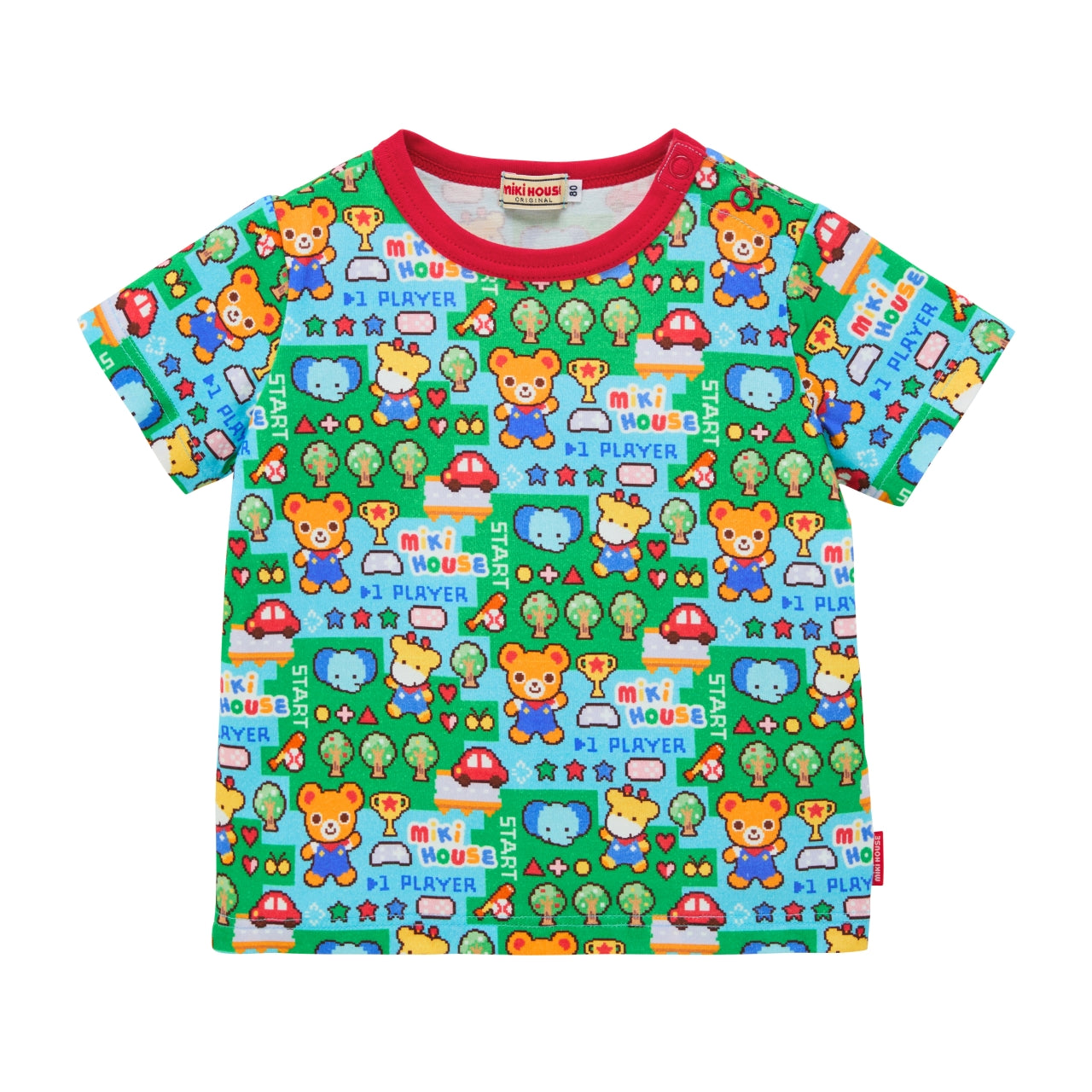Short-sleeve T-shirt with retro video game-style print