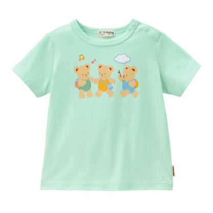 Bear Trio Nursery Walk Cotton Tee - Ice Green