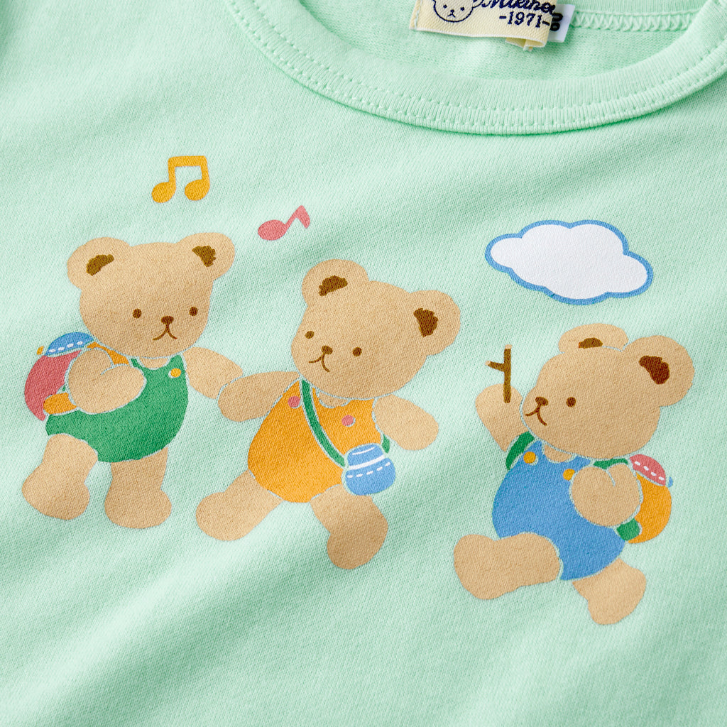 Bear Trio Nursery Walk Cotton Tee - Ice Green