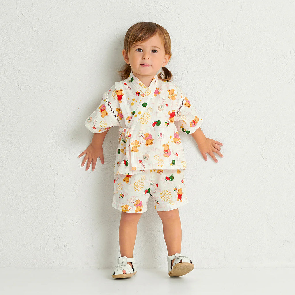 MIKI HOUSE Bear Two-Piece Kimono Jinbei
