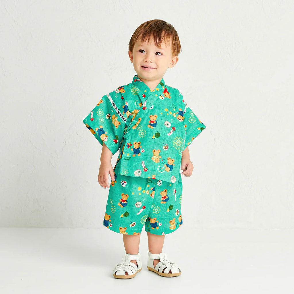 MIKI HOUSE Bear Two-Piece Kimono Jinbei