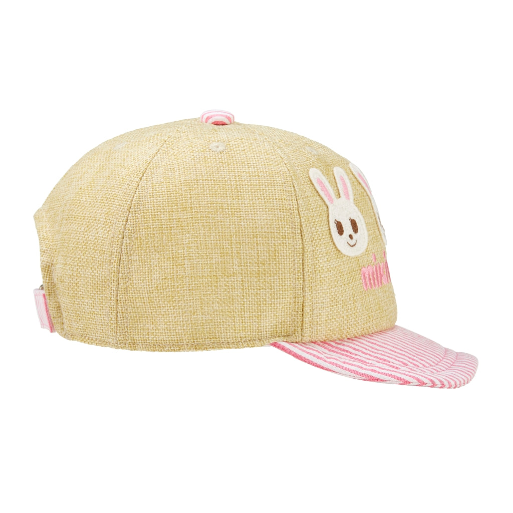 Pink Candy Striped Faux Straw Cap