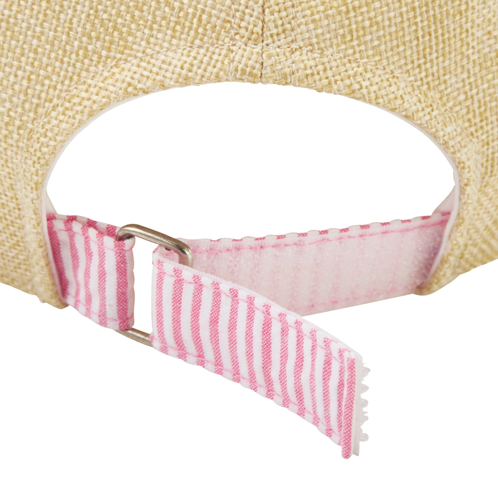 Pink Candy Striped Faux Straw Cap