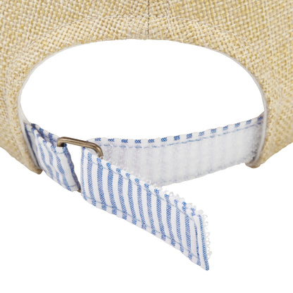 Blue Candy Striped Faux Straw Cap