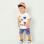 Blue Candy Striped Faux Straw Cap