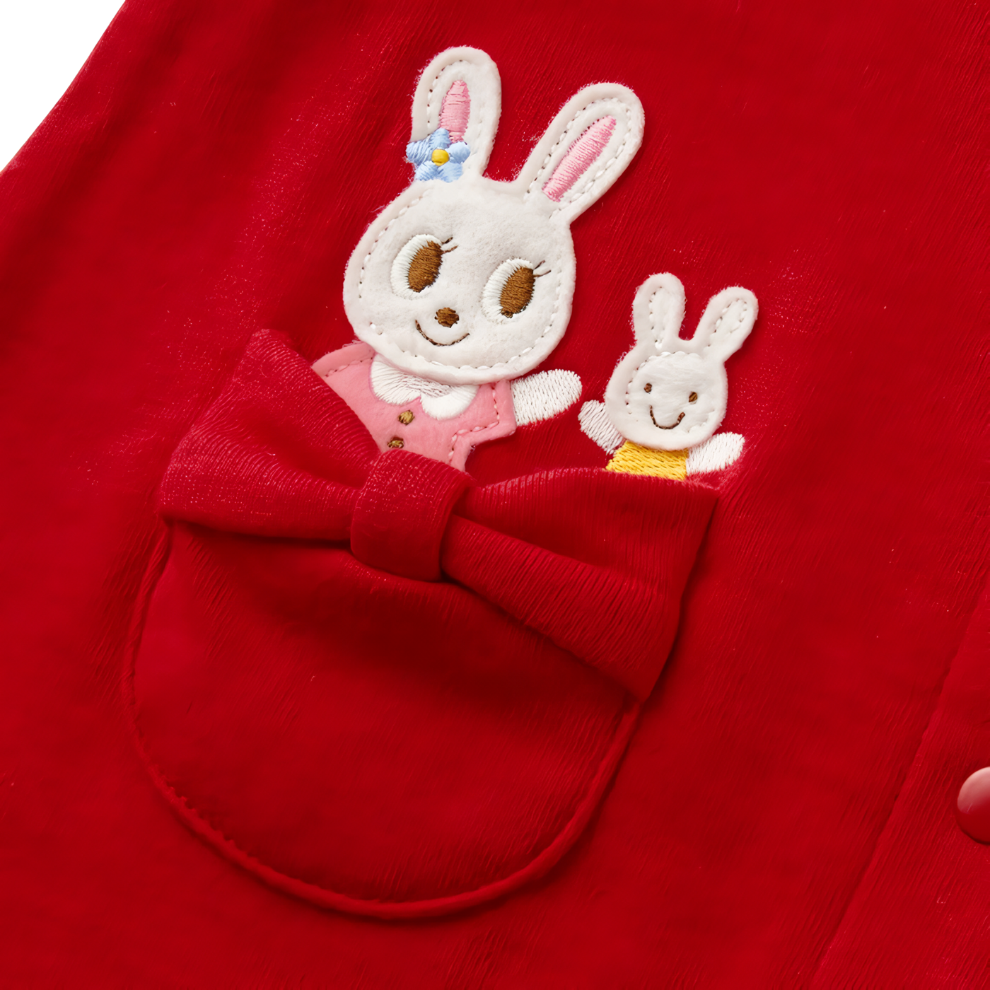 Pinafore-Style Coverall with Smiling Bunnies