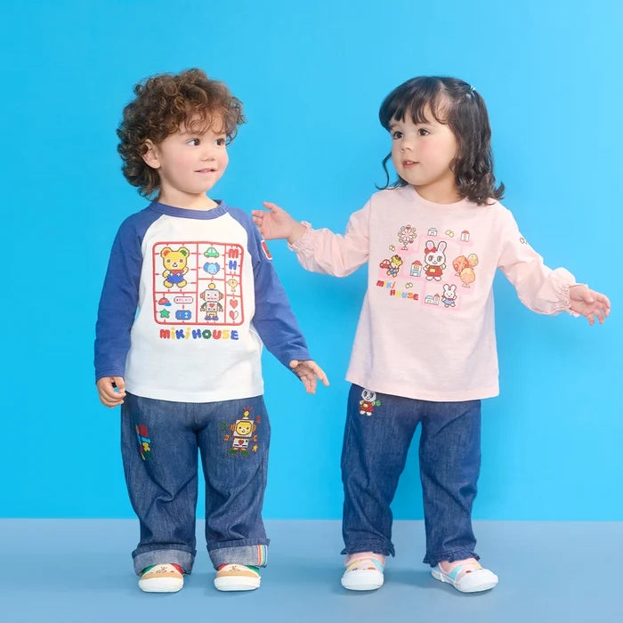 Usako Retro Game Frill-Hem Denim Trousers