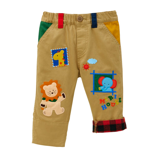 Friendly Animal Motif Trousers with Embroidery