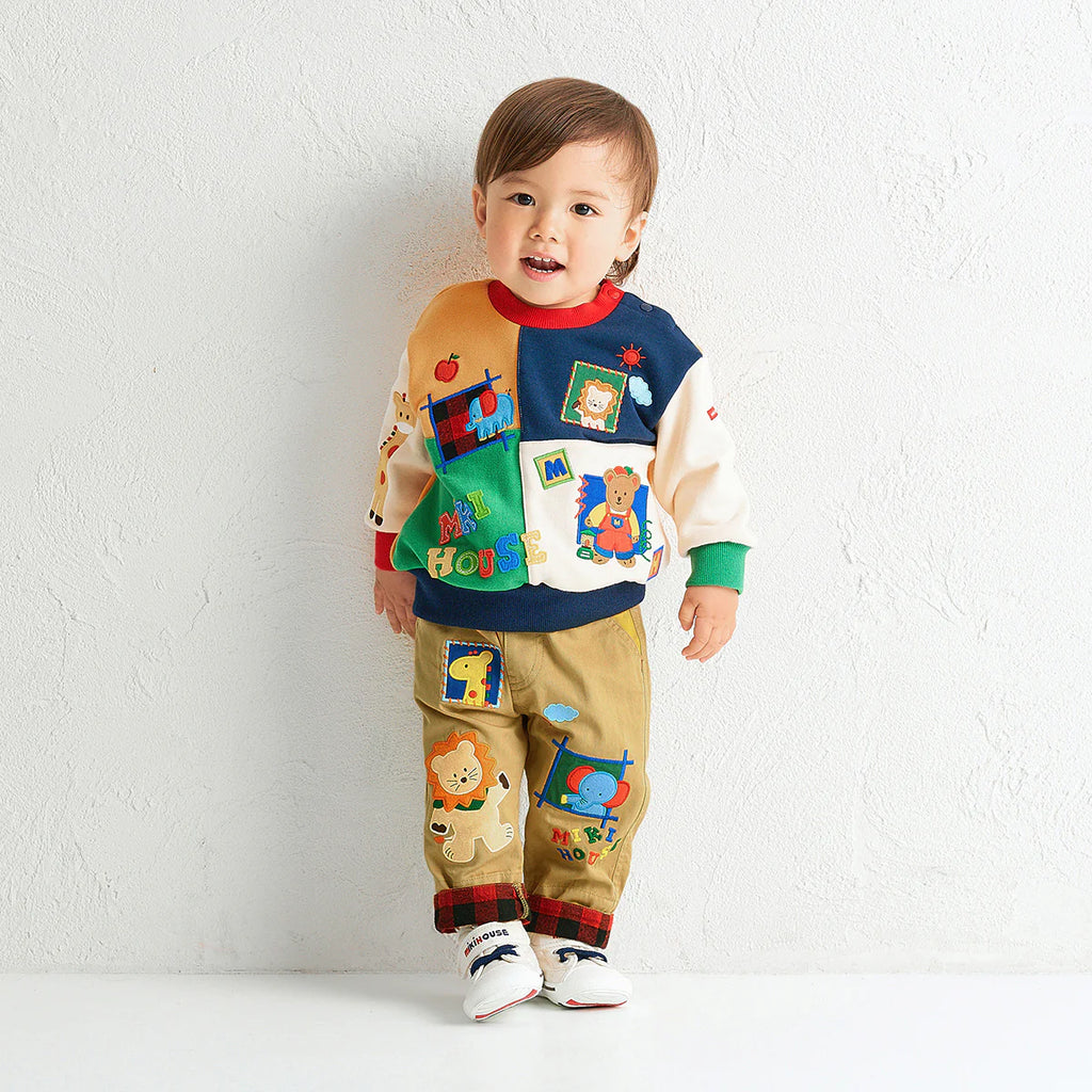 Friendly Animal Motif Trousers with Embroidery