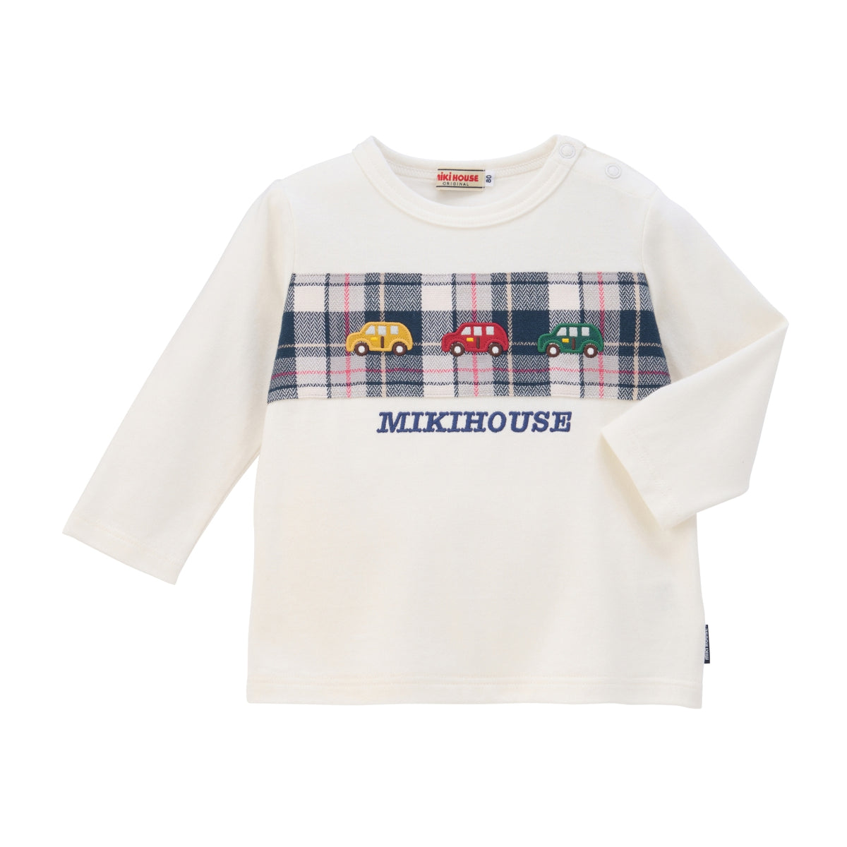 Car Patch Herringbone Check Long-Sleeved T-Shirt