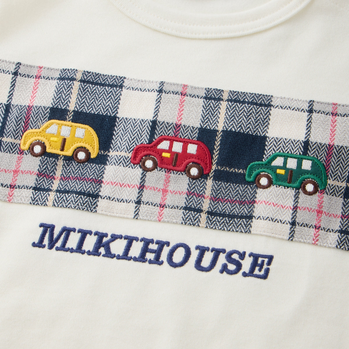 Car Patch Herringbone Check Long-Sleeved T-Shirt