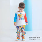Colourful Bear Long-Sleeved T-Shirt with Corduroy Elbow Patches