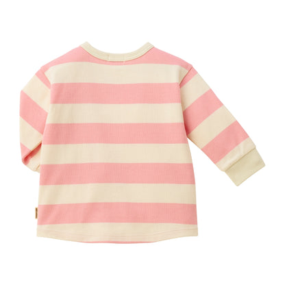 Cute Bear Embroidery Striped Long-Sleeve T-Shirt