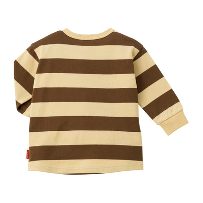 Cute Bear Embroidery Striped Long-Sleeve T-Shirt